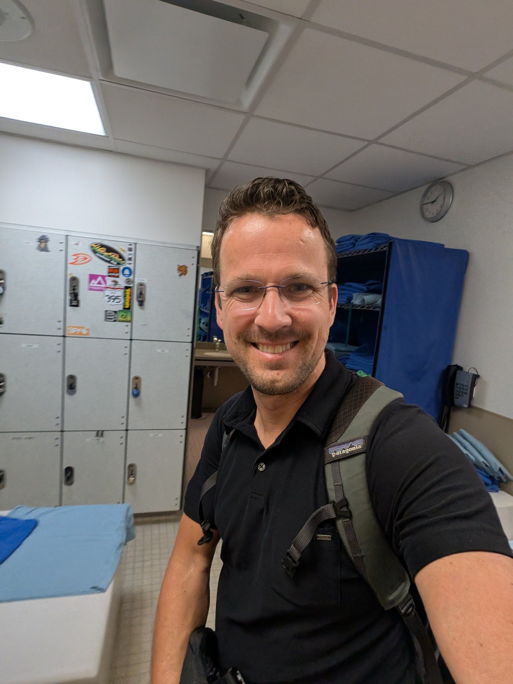 Matthew Siljander in the Hoag locker room on the day of the City Boy book signing