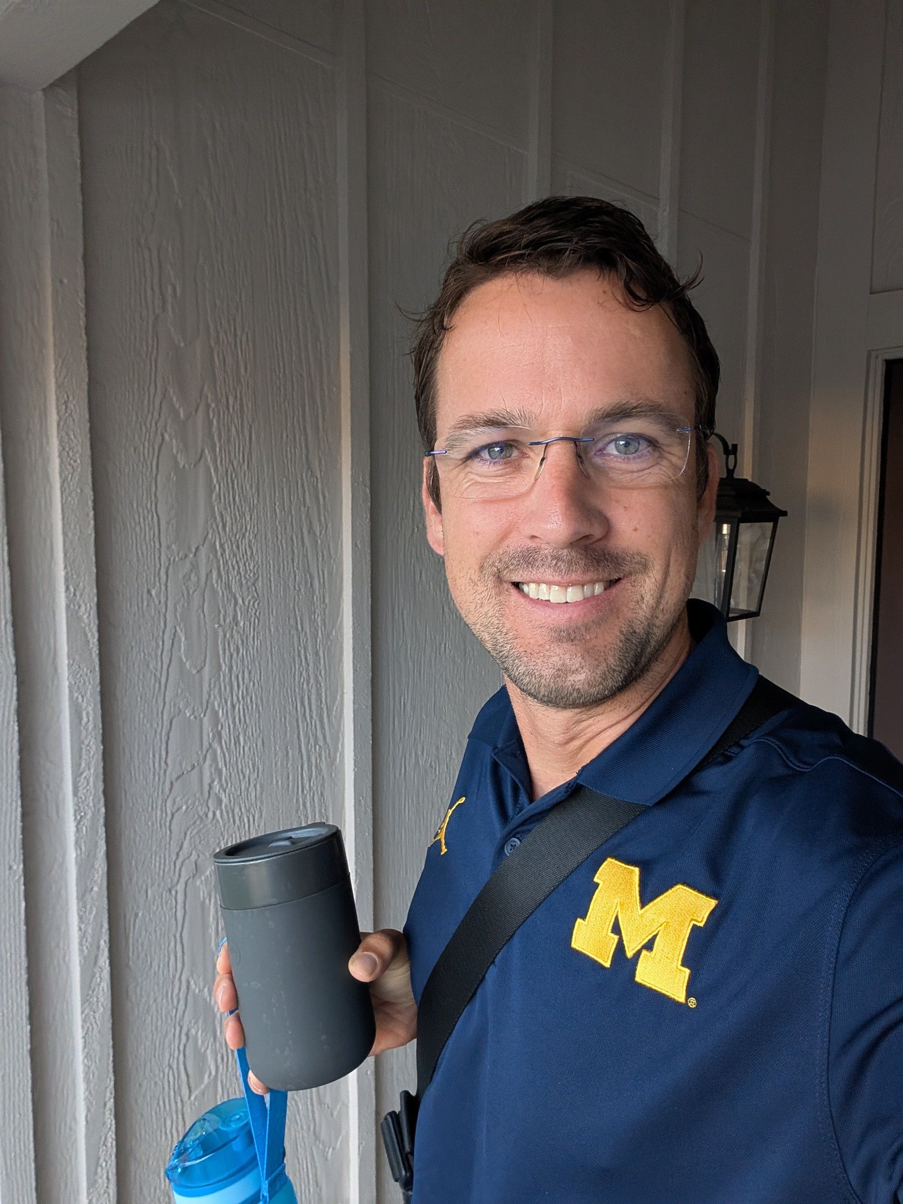 Matthew Siljander heading out in the morning with coffee